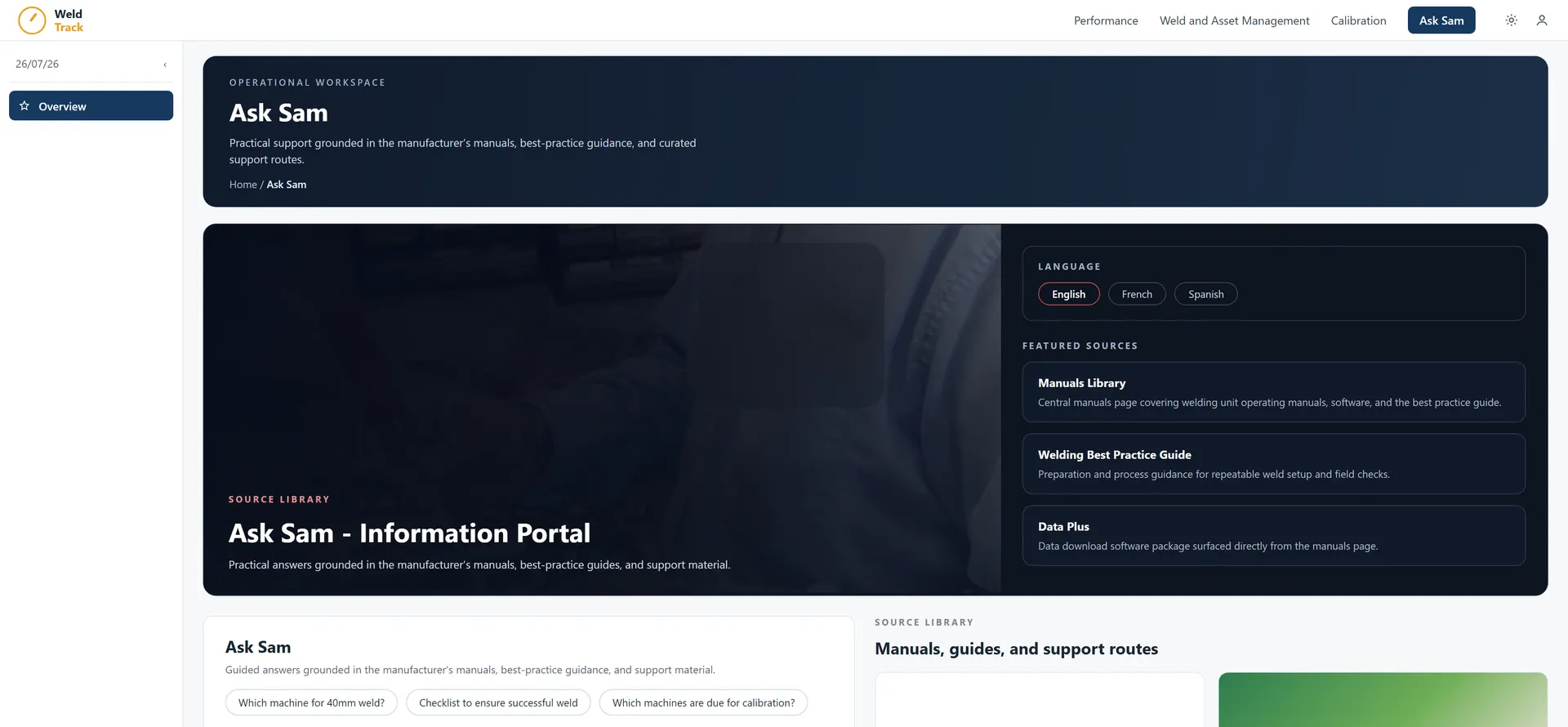 An AI support assistant grounded in the manufacturer’s manuals and best-practice guides