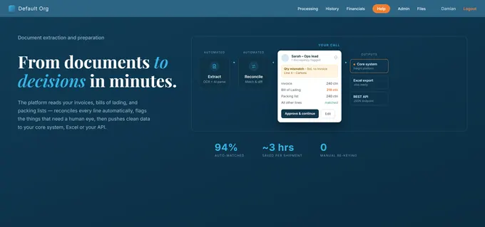 Overview screen from the production platform